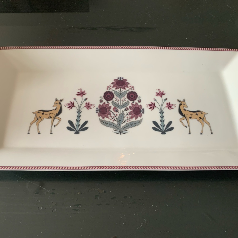 Floral Deer Rectangular Serving Platter